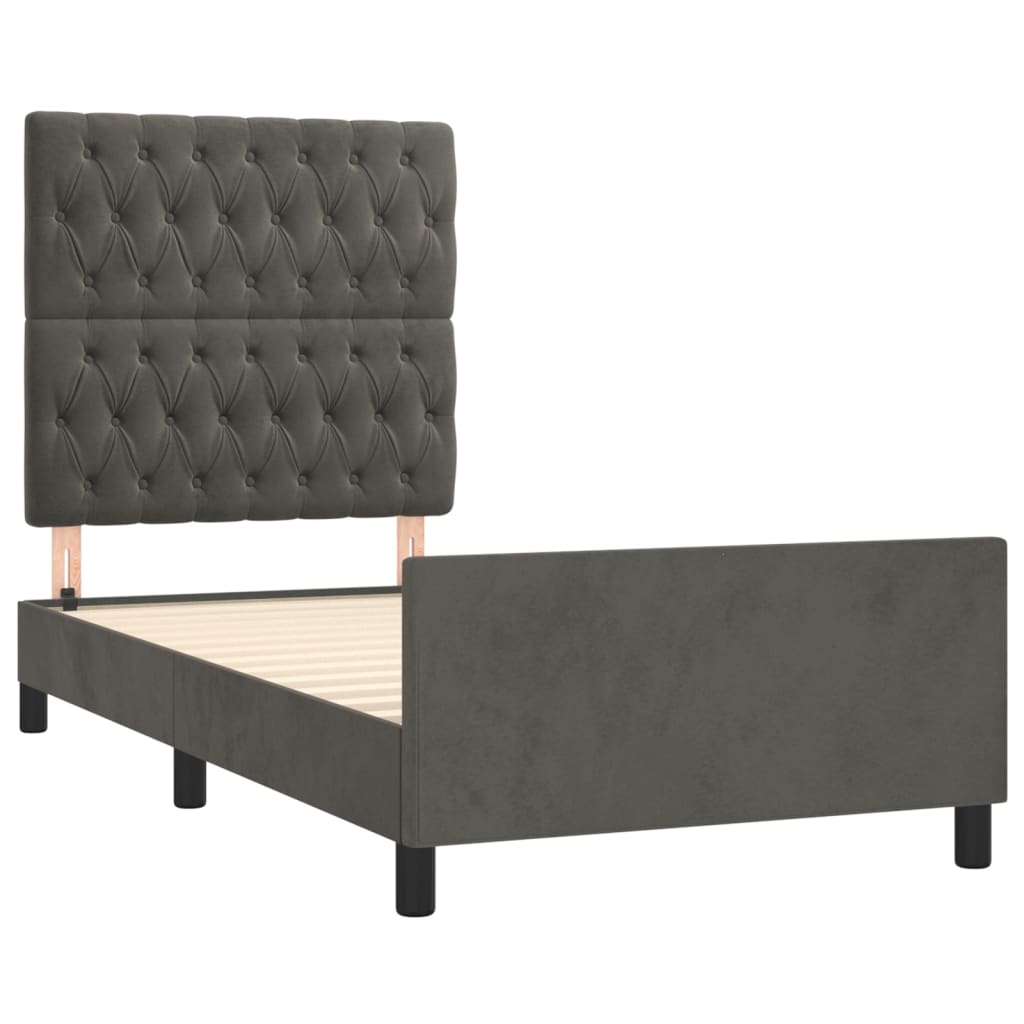 vidaXL Estructura de cama sin colchón terciopelo gris oscuro 90x200 cm