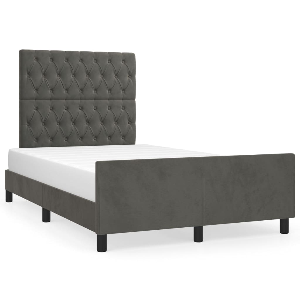 vidaXL Estructura de cama sin colchón terciopelo gris oscuro 120x200cm