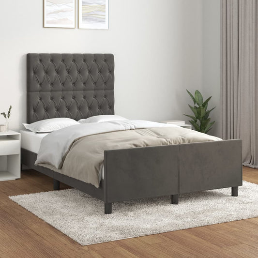 vidaXL Estructura de cama sin colchón terciopelo gris oscuro 120x200cm