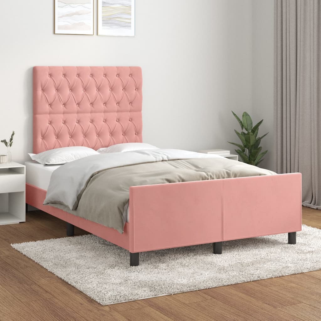 vidaXL Estructura de cama sin colchón terciopelo rosa 120x200 cm