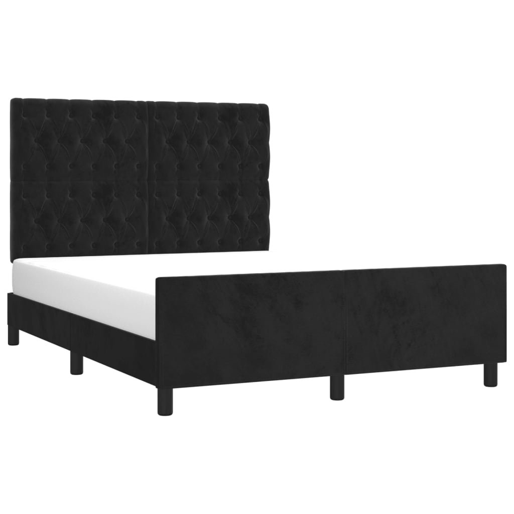 vidaXL Estructura de cama sin colchón terciopelo negro 140x190 cm