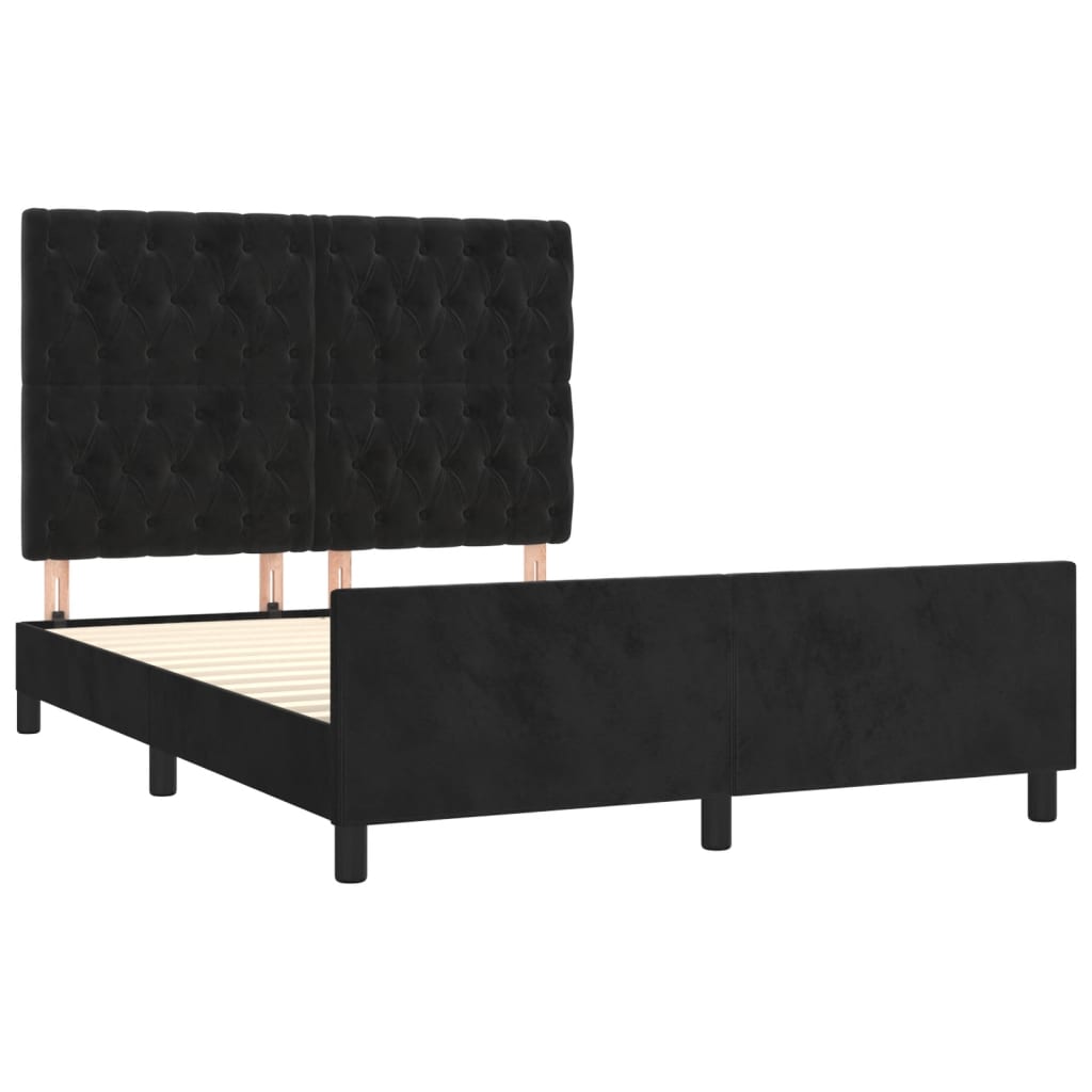 vidaXL Estructura de cama sin colchón terciopelo negro 140x190 cm