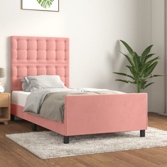 vidaXL Estructura de cama sin colchón terciopelo rosa 90x190 cm