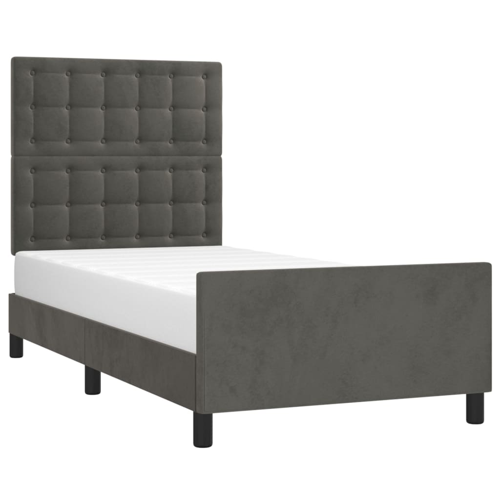 vidaXL Estructura de cama sin colchón terciopelo gris oscuro 90x200 cm