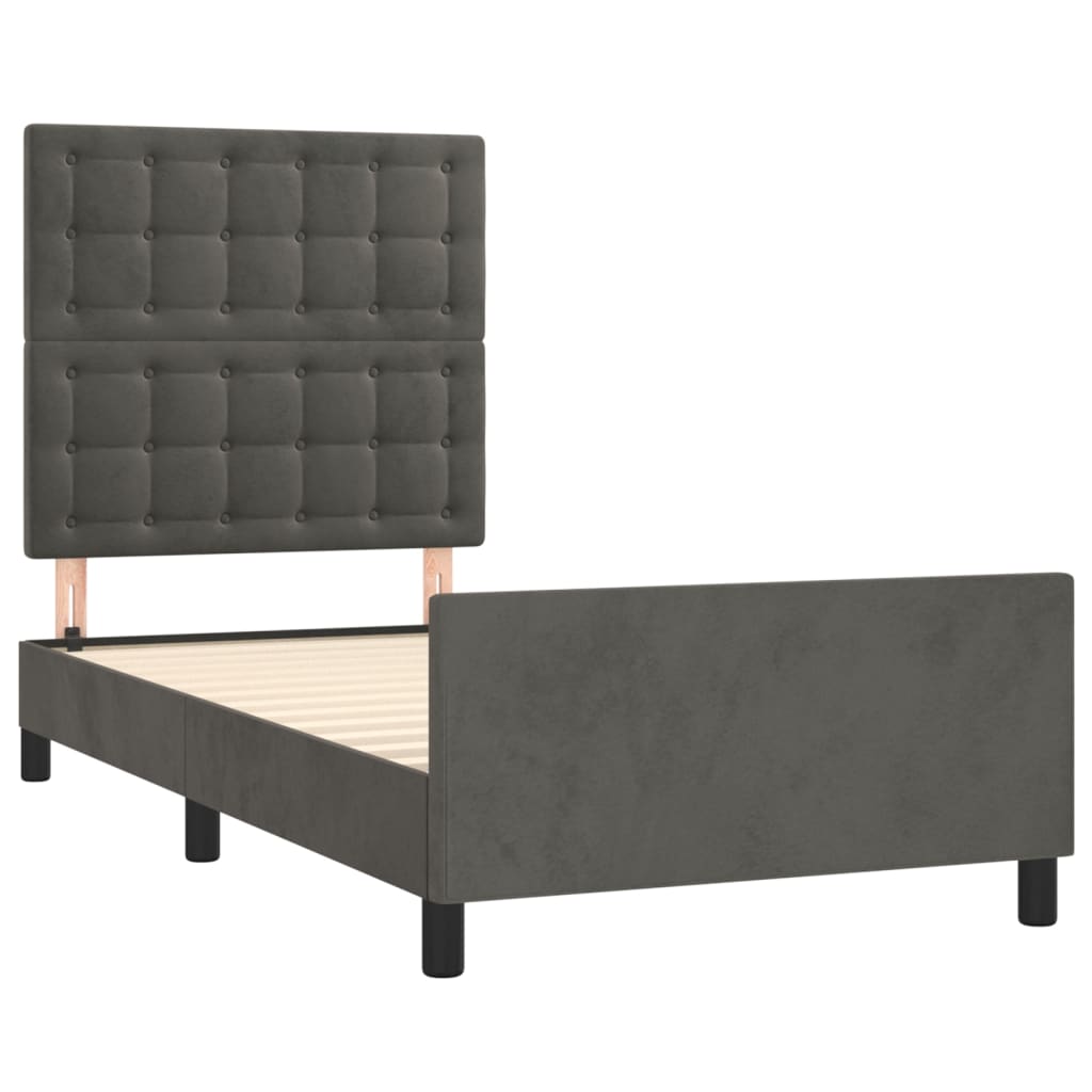 vidaXL Estructura de cama sin colchón terciopelo gris oscuro 90x200 cm