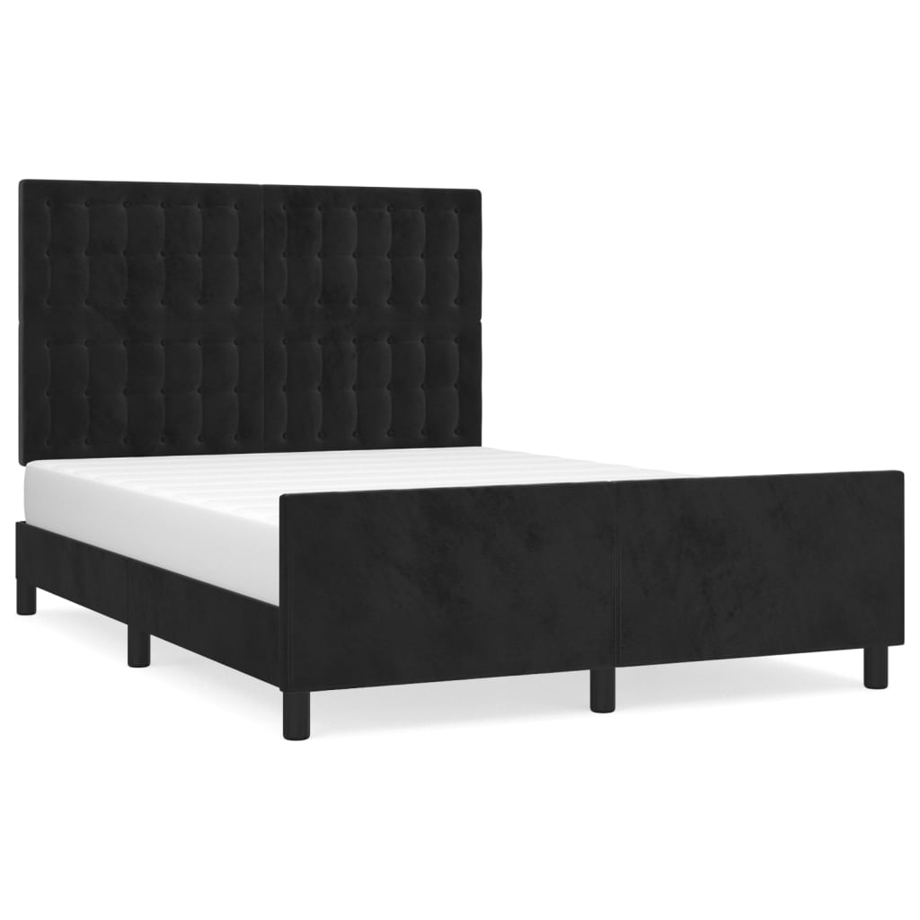 vidaXL Estructura de cama sin colchón terciopelo negro 140x190 cm