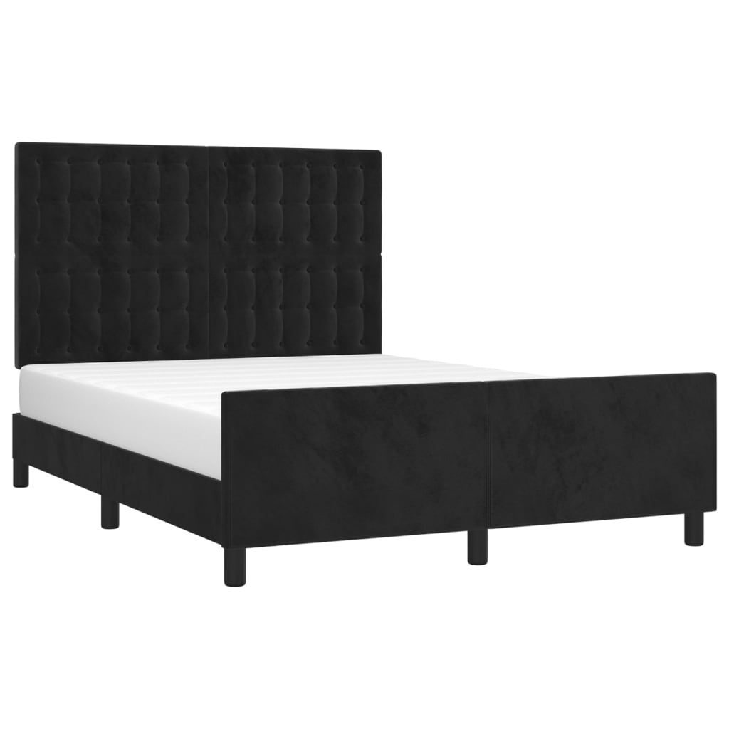 vidaXL Estructura de cama sin colchón terciopelo negro 140x190 cm