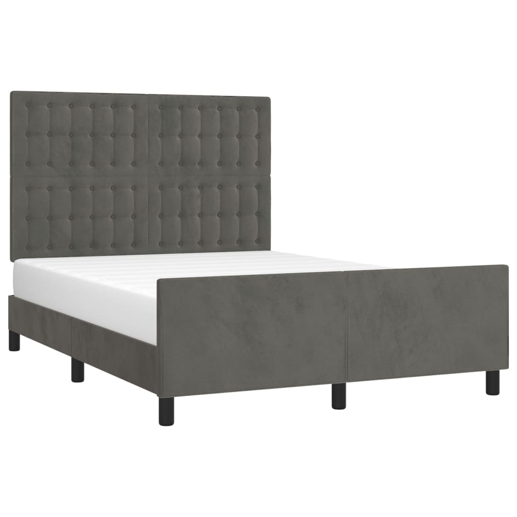 vidaXL Estructura de cama sin colchón terciopelo gris oscuro 140x200cm