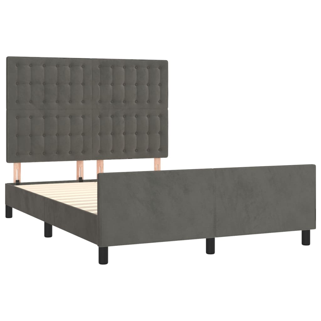 vidaXL Estructura de cama sin colchón terciopelo gris oscuro 140x200cm