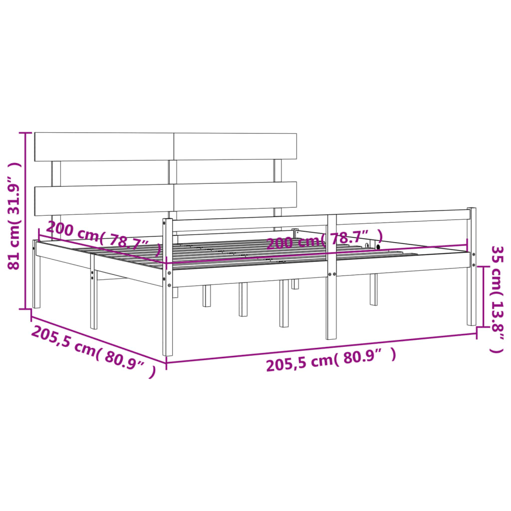 vidaXL Cama personas mayores cabecero madera marrón miel 200x200 cm