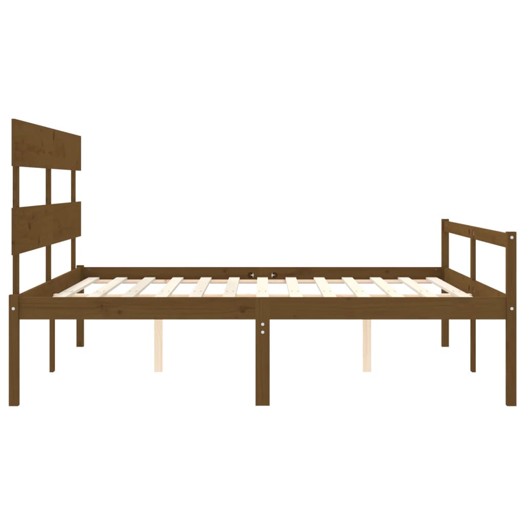 vidaXL Cama personas mayores cabecero madera marrón miel 200x200 cm