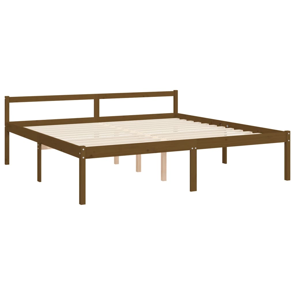 vidaXL Cama personas mayores cabecero madera marrón miel 200x200 cm