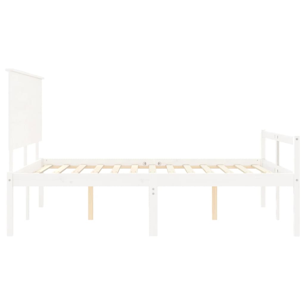 vidaXL Cama matrimonio personas mayores cabecero madera maciza blanco