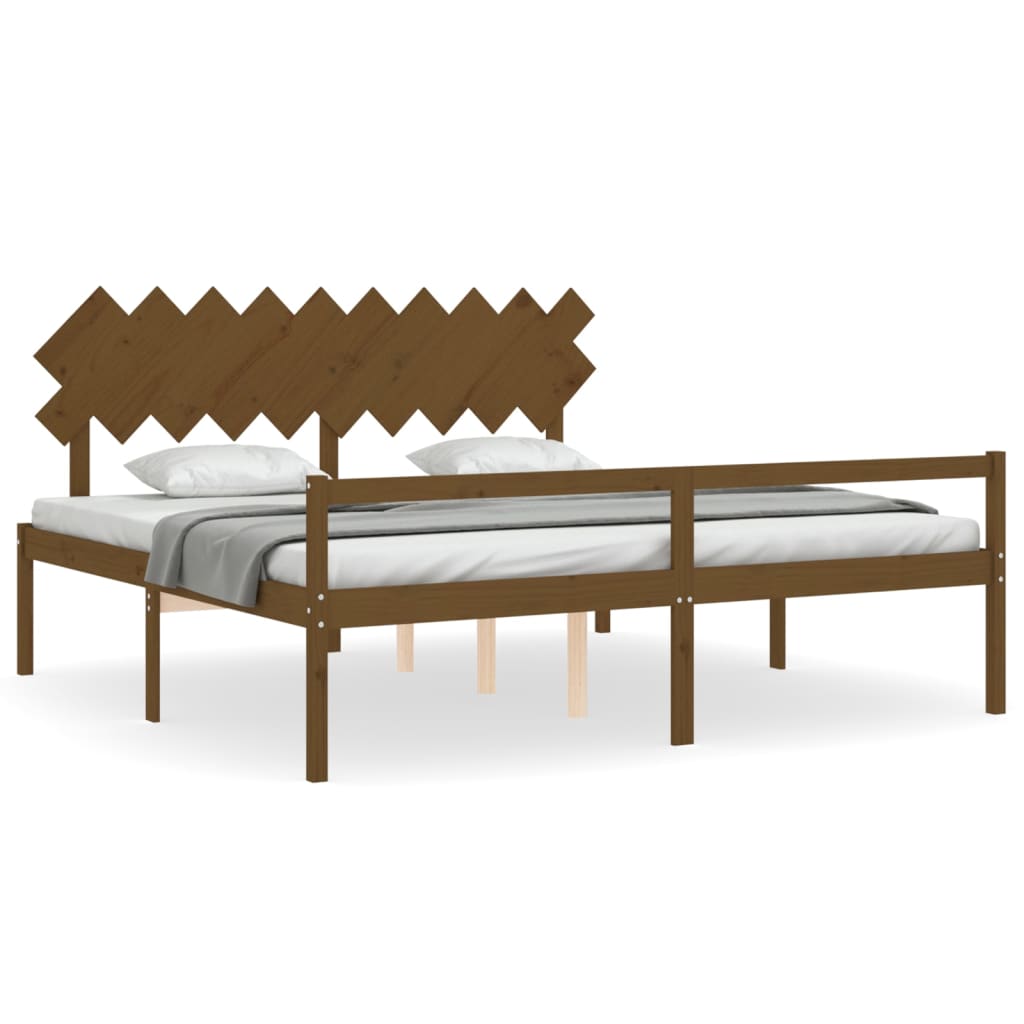 vidaXL Cama personas mayores cabecero madera marrón miel 200x200 cm