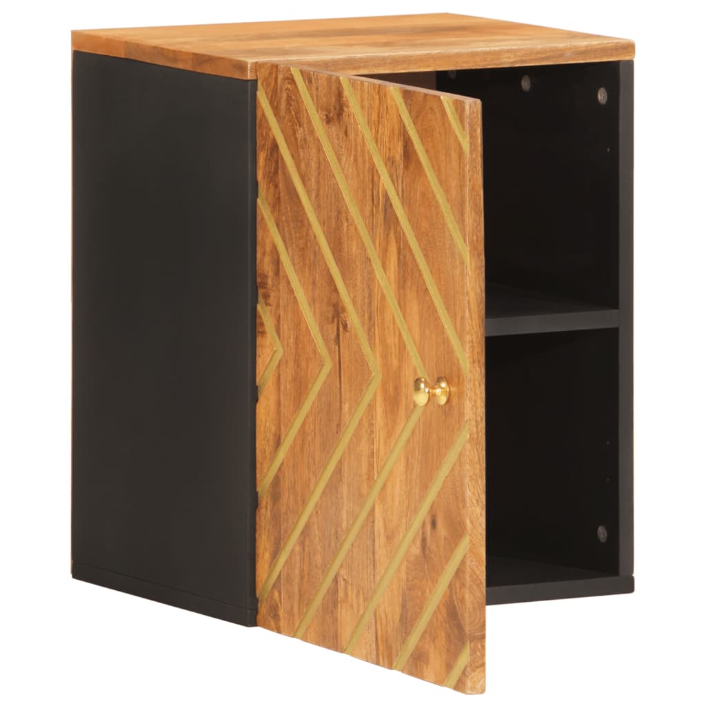 vidaXL Mueble de baño de pared madera maciza mango marrón y negro