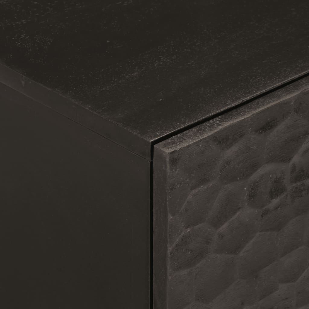 vidaXL Mesita de noche de madera maciza de mango negra 40x33x46 cm