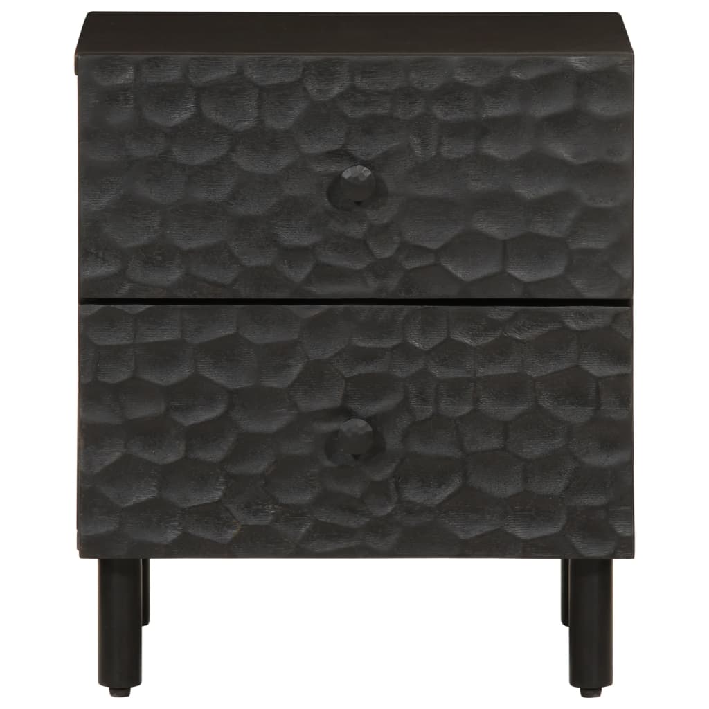 vidaXL Mesita de noche de madera maciza de mango negra 40x33x46 cm