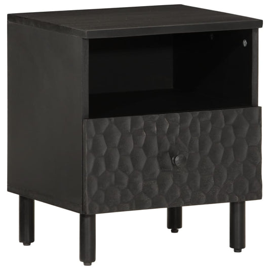 vidaXL Mesita de noche de madera maciza de mango negra 40x33x46 cm