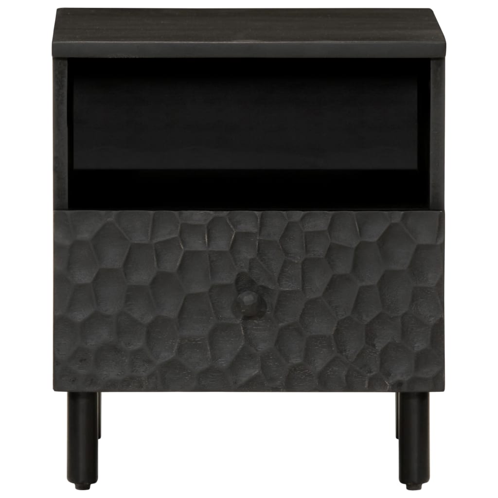 vidaXL Mesita de noche de madera maciza de mango negra 40x33x46 cm