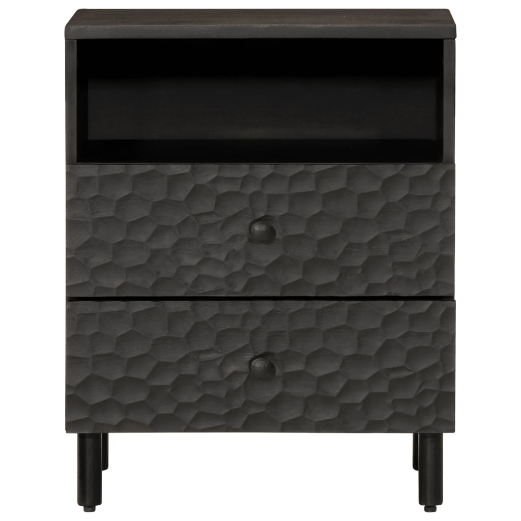 vidaXL Mesita de noche madera maciza de mango negra 50x33x60 cm