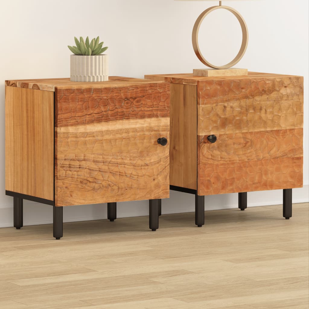 vidaXL Mesitas de noche 2 uds madera maciza de acacia 40x33x46 cm