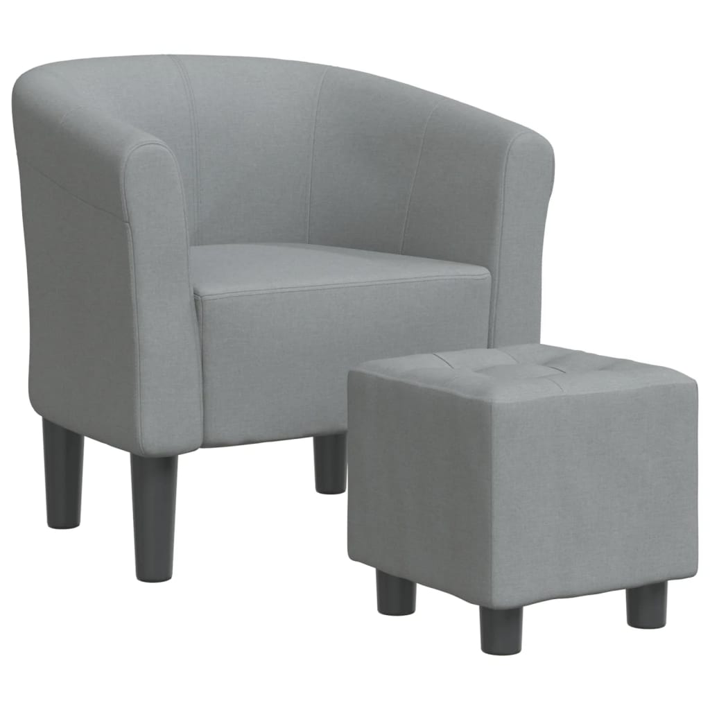 vidaXL Sillón con taburete tela gris claro