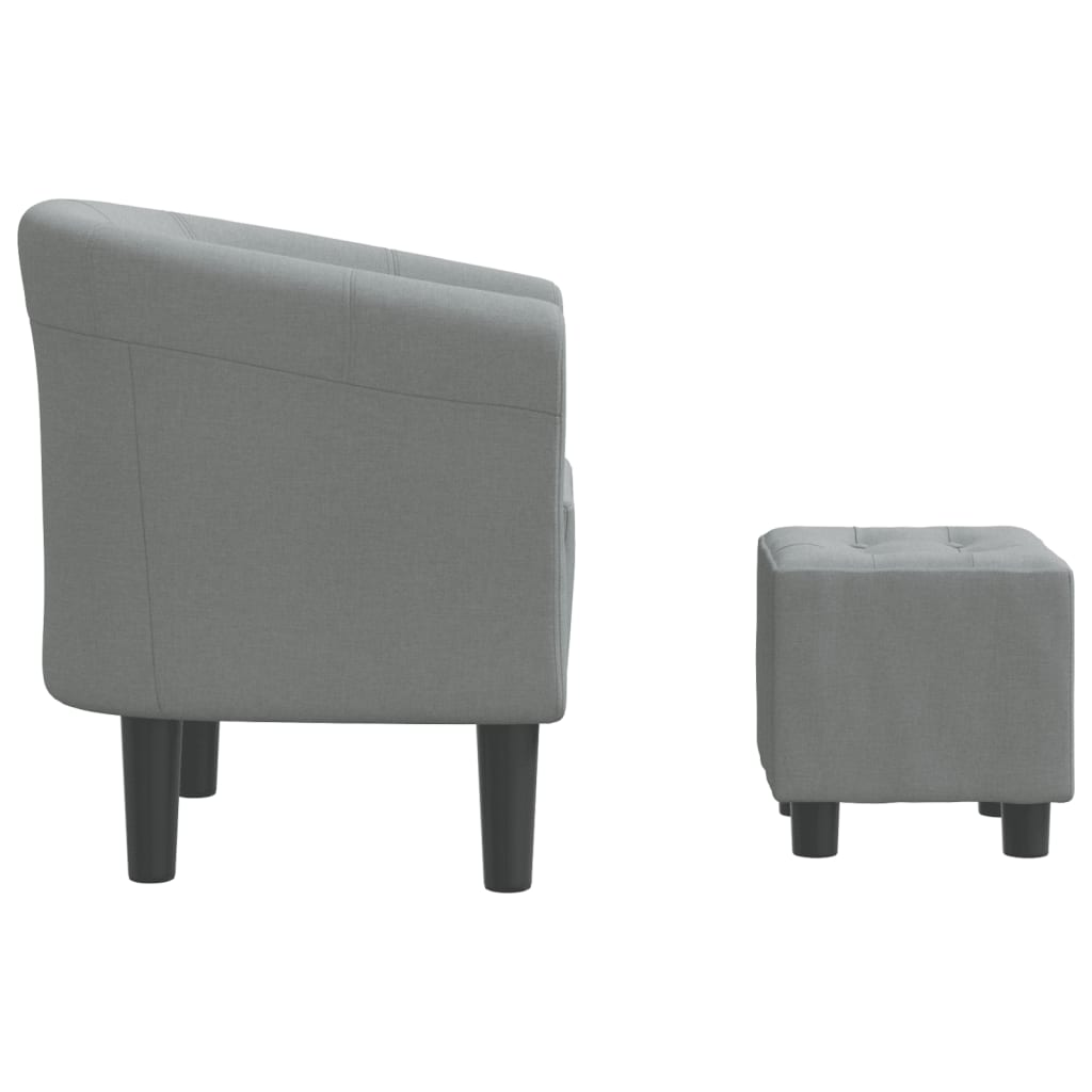 vidaXL Sillón con taburete tela gris claro