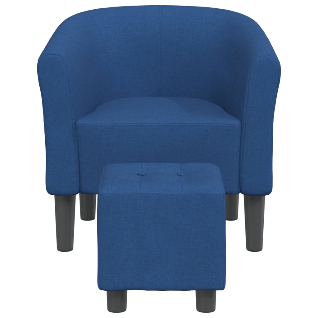 vidaXL Sillón con taburete tela azul