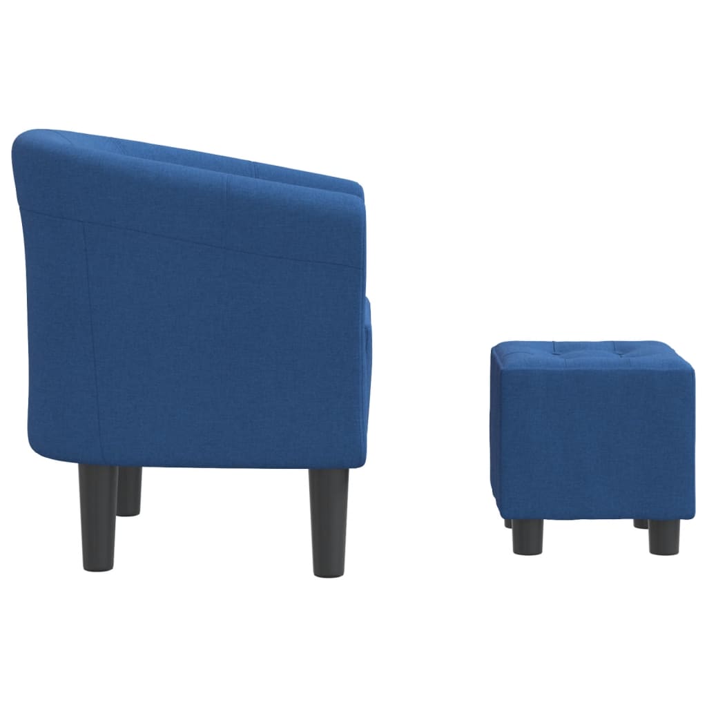 vidaXL Sillón con taburete tela azul