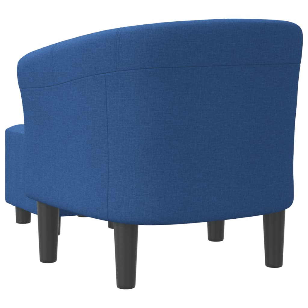 vidaXL Sillón con taburete tela azul