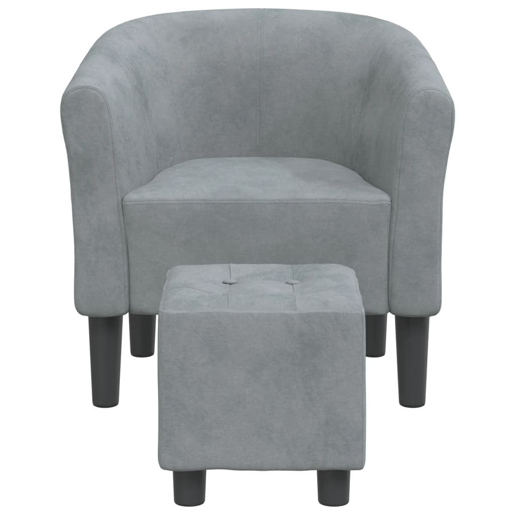 vidaXL Sillón con taburete terciopelo gris oscuro