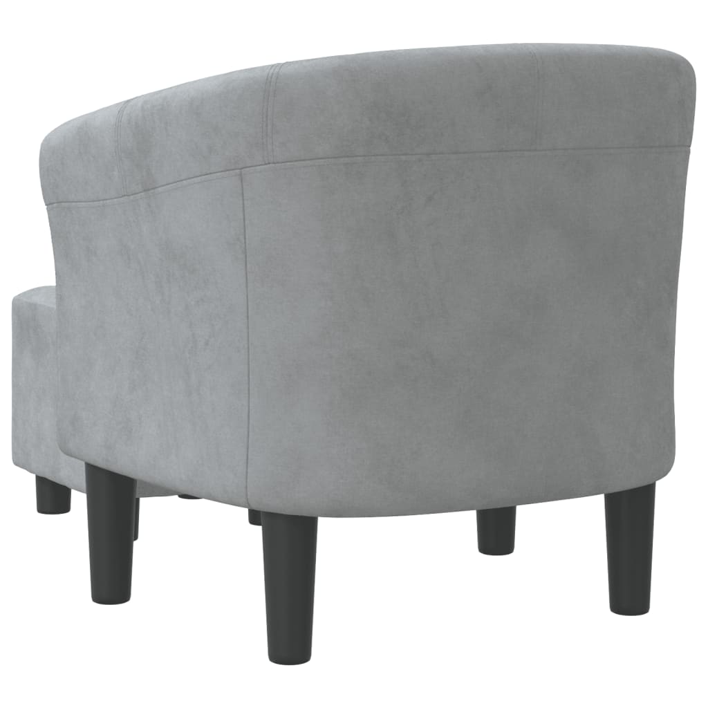 vidaXL Sillón con taburete terciopelo gris oscuro