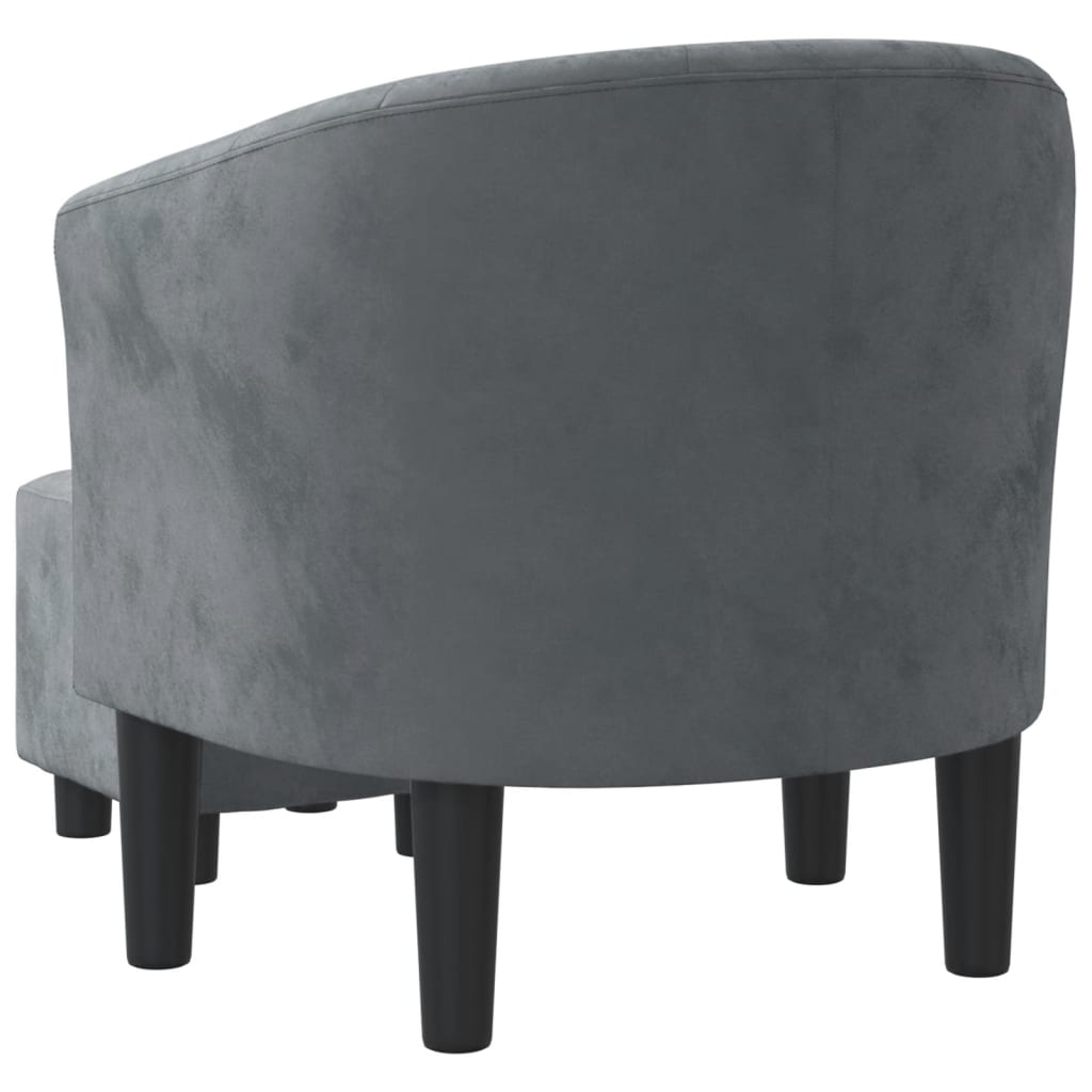 vidaXL Sillón con taburete terciopelo gris oscuro