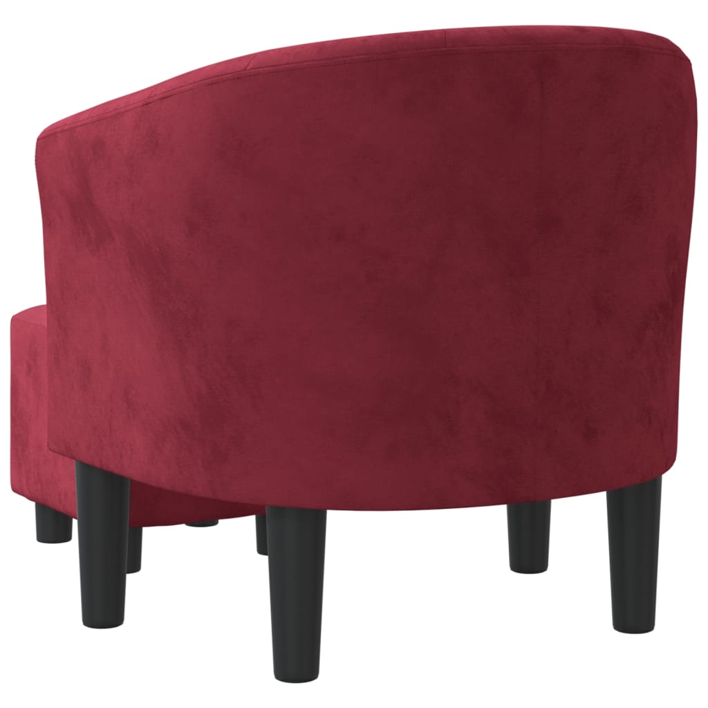 vidaXL Sillón con taburete terciopelo rojo tinto