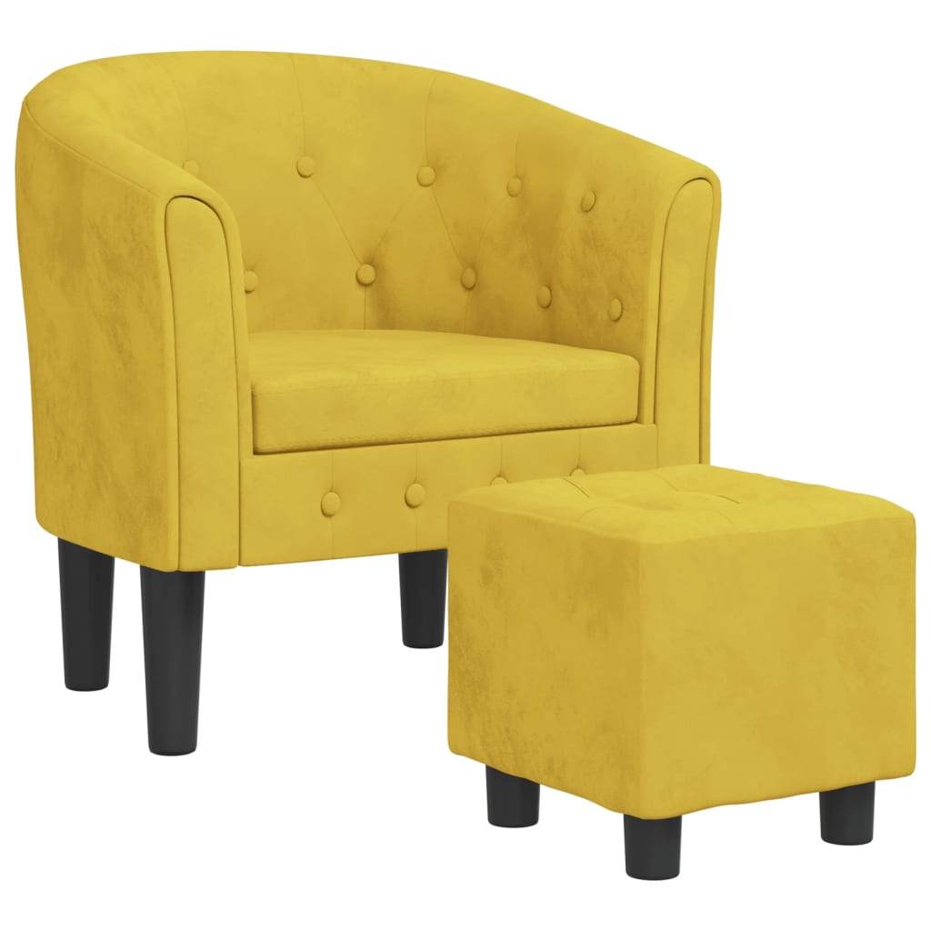 vidaXL Sillón con taburete terciopelo amarillo