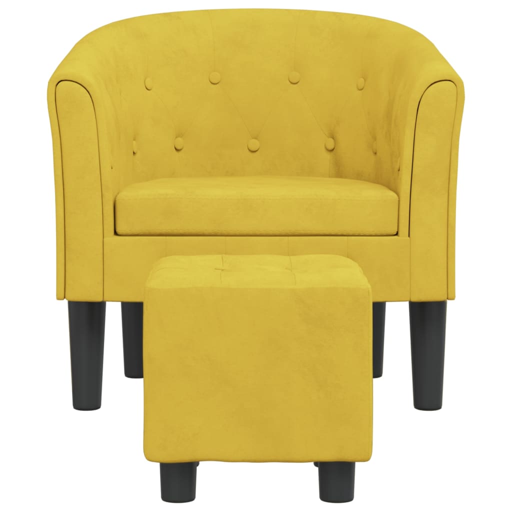 vidaXL Sillón con taburete terciopelo amarillo