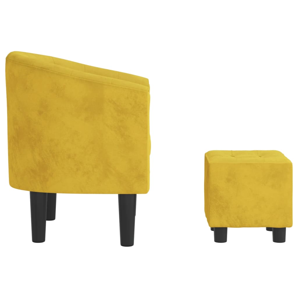 vidaXL Sillón con taburete terciopelo amarillo