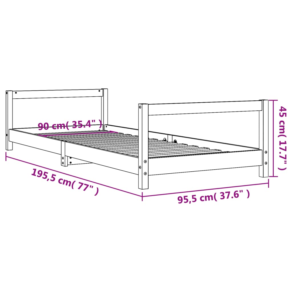 vidaXL Estructura de cama para niños madera de pino blanco 90x190 cm