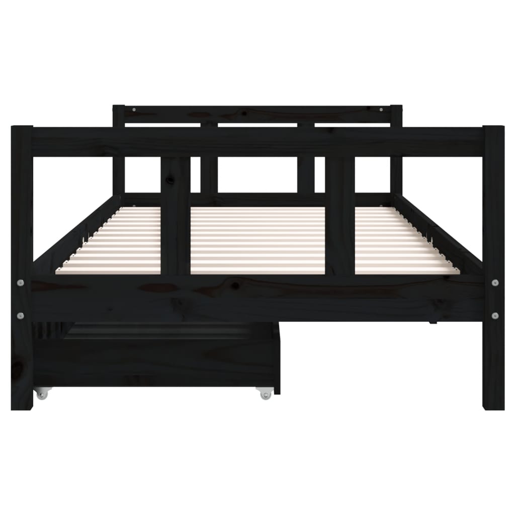 vidaXL Estructura de cama niños con cajones madera pino negro 90x200cm