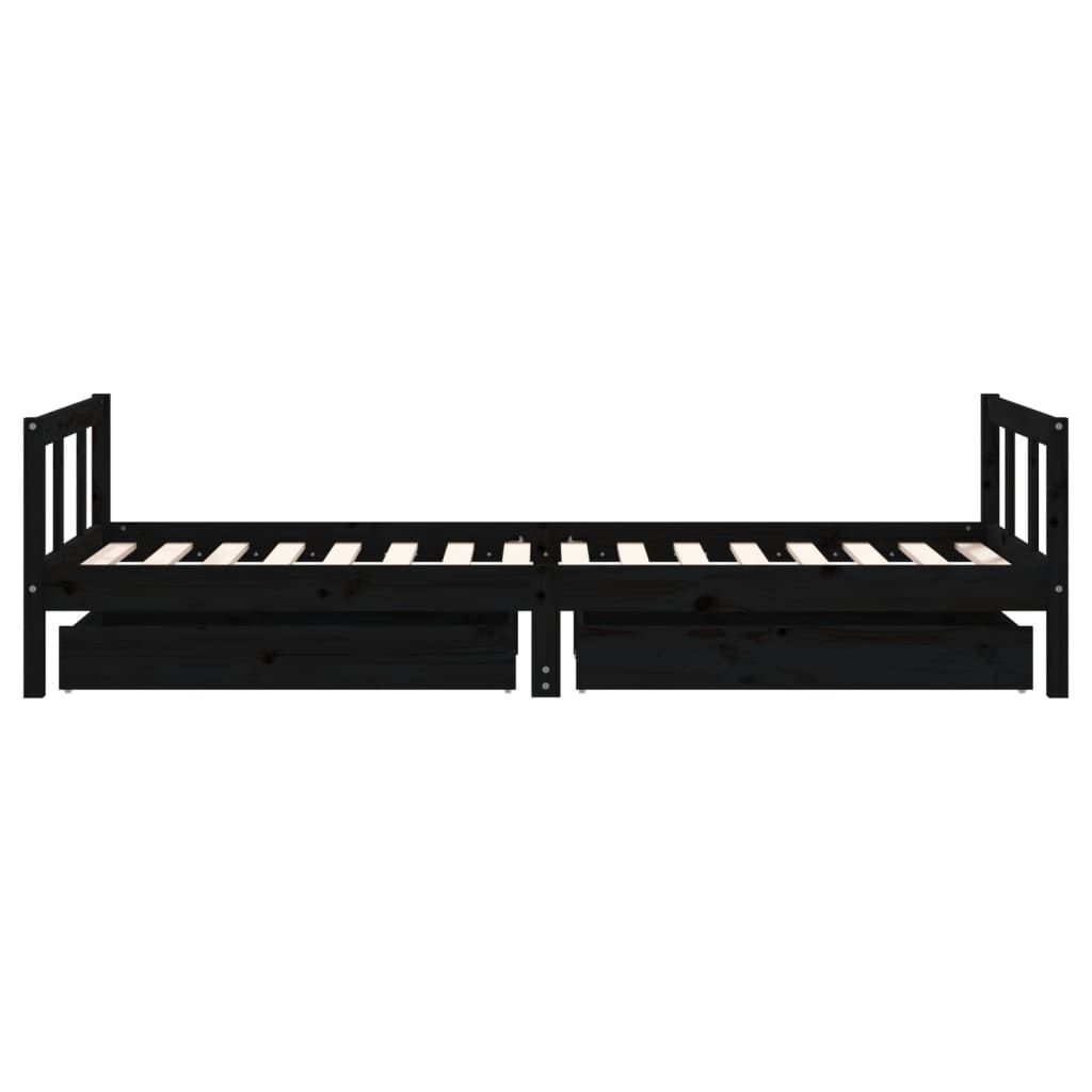 vidaXL Estructura de cama niños con cajones madera pino negro 90x200cm