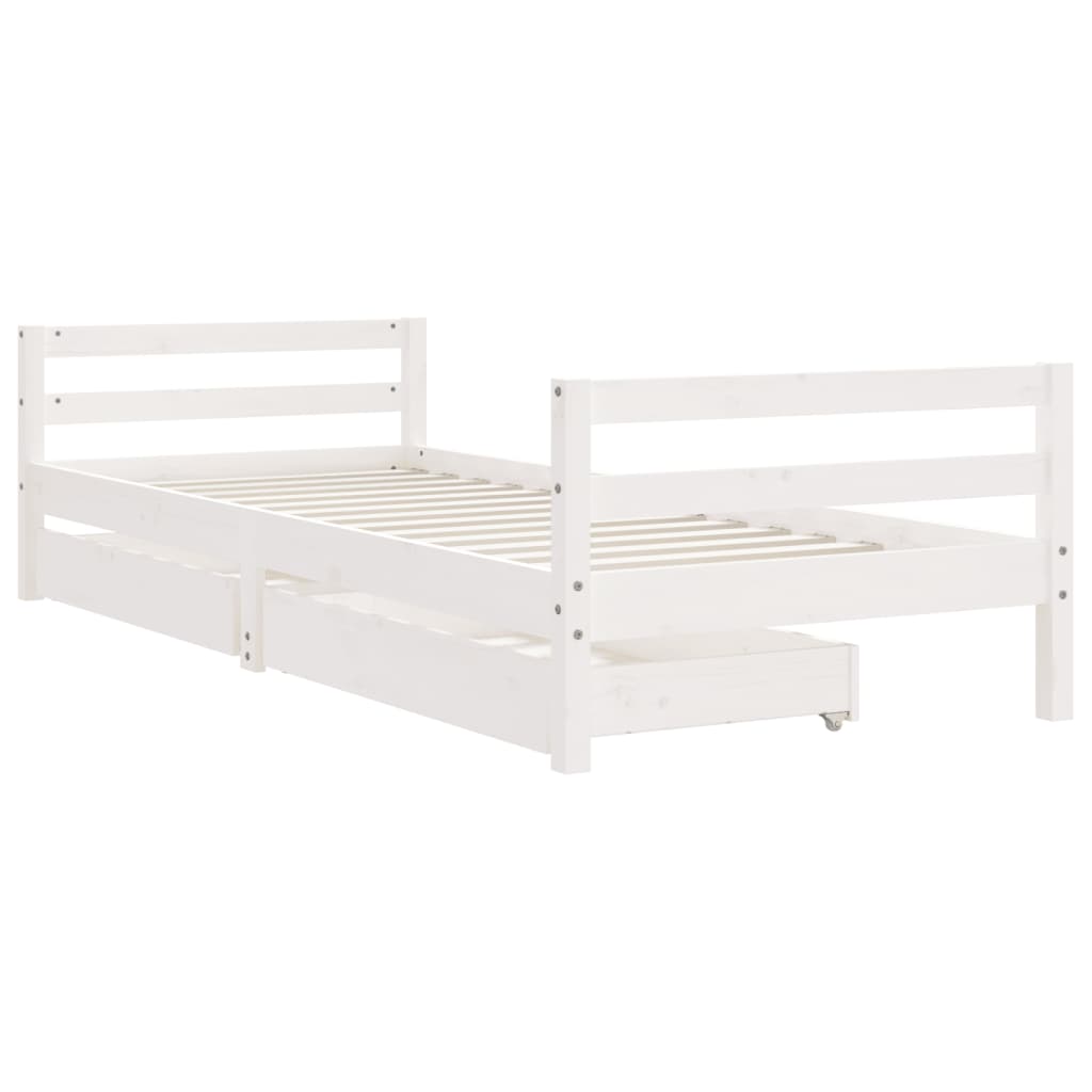 vidaXL Estructura cama infantil y cajones madera pino blanco 90x190 cm