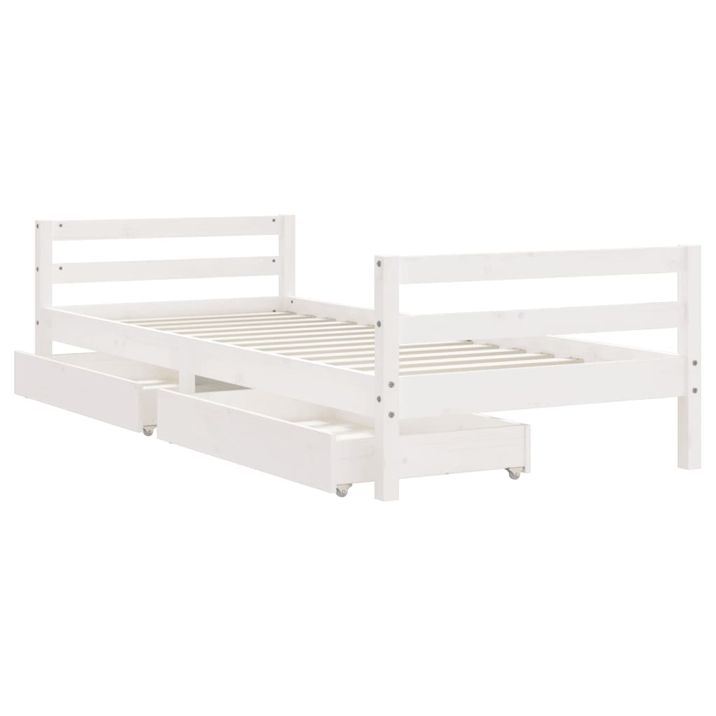 vidaXL Estructura cama infantil y cajones madera pino blanco 90x190 cm