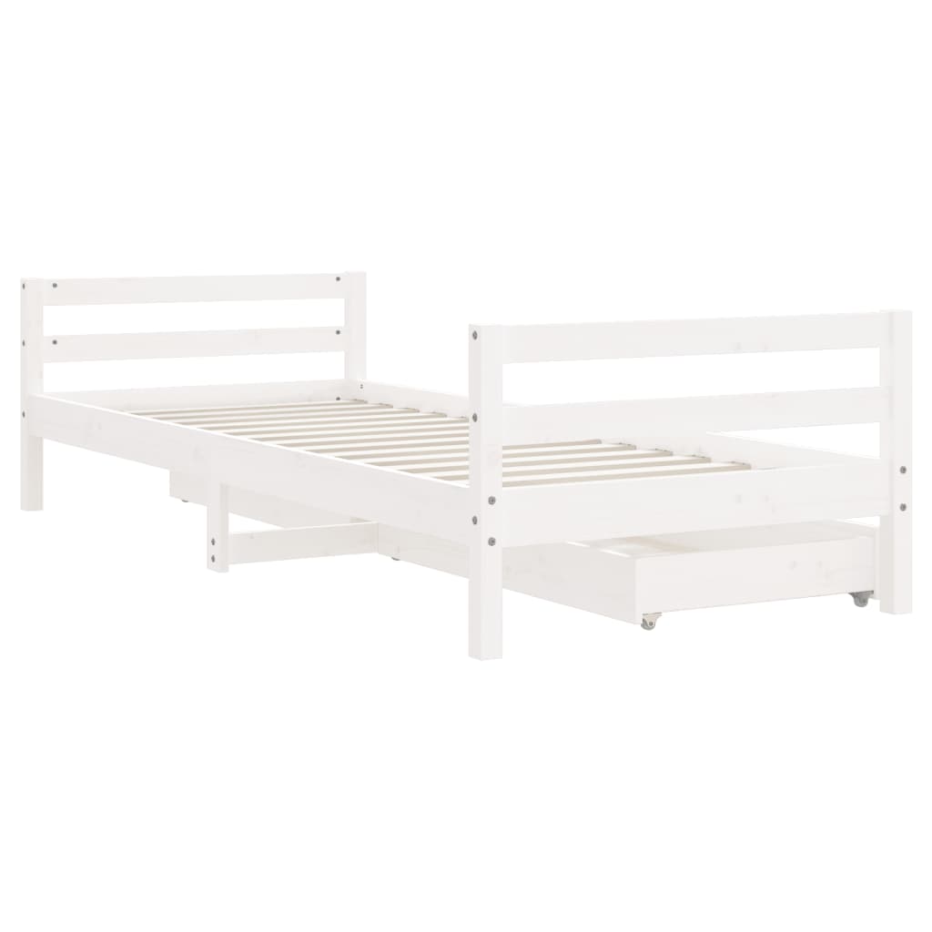 vidaXL Estructura cama infantil y cajones madera pino blanco 90x190 cm