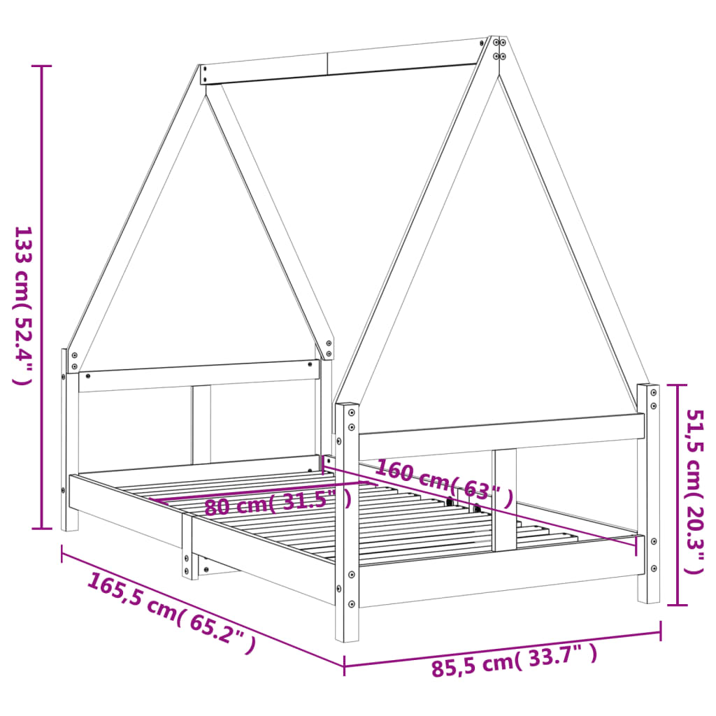 vidaXL Estructura de cama para niños madera de pino blanco 80x160 cm