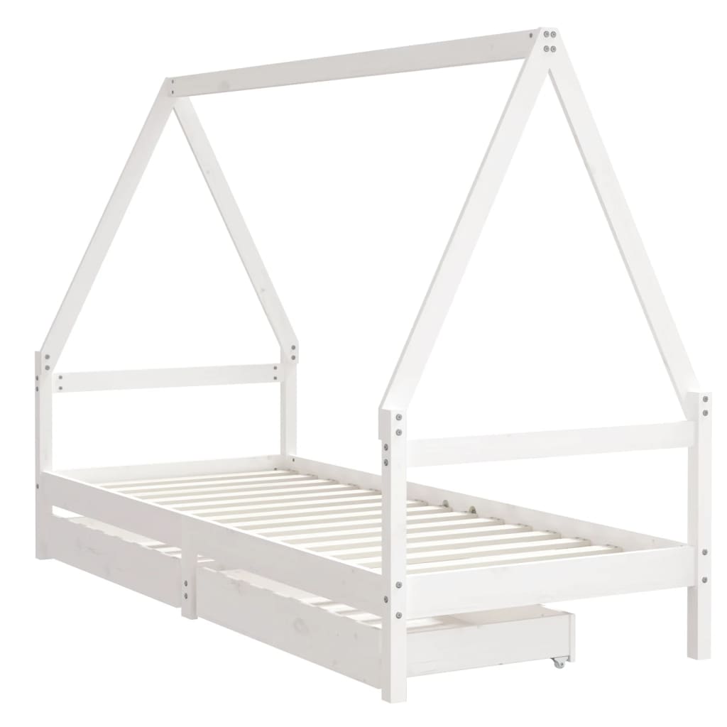 vidaXL Estructura cama niños con cajones madera pino blanco 90x200 cm