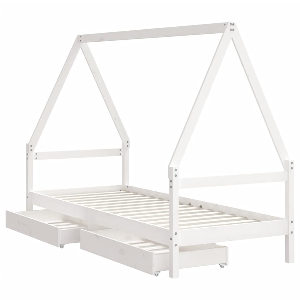 vidaXL Estructura cama niños con cajones madera pino blanco 90x200 cm