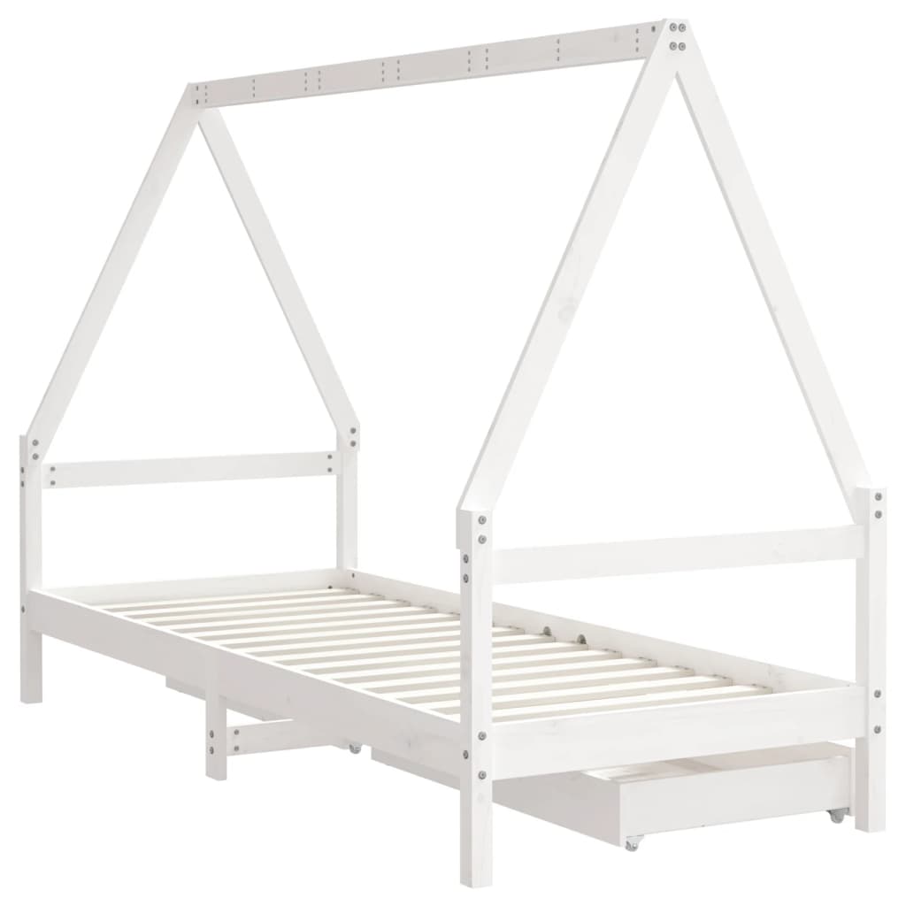 vidaXL Estructura cama niños con cajones madera pino blanco 90x200 cm