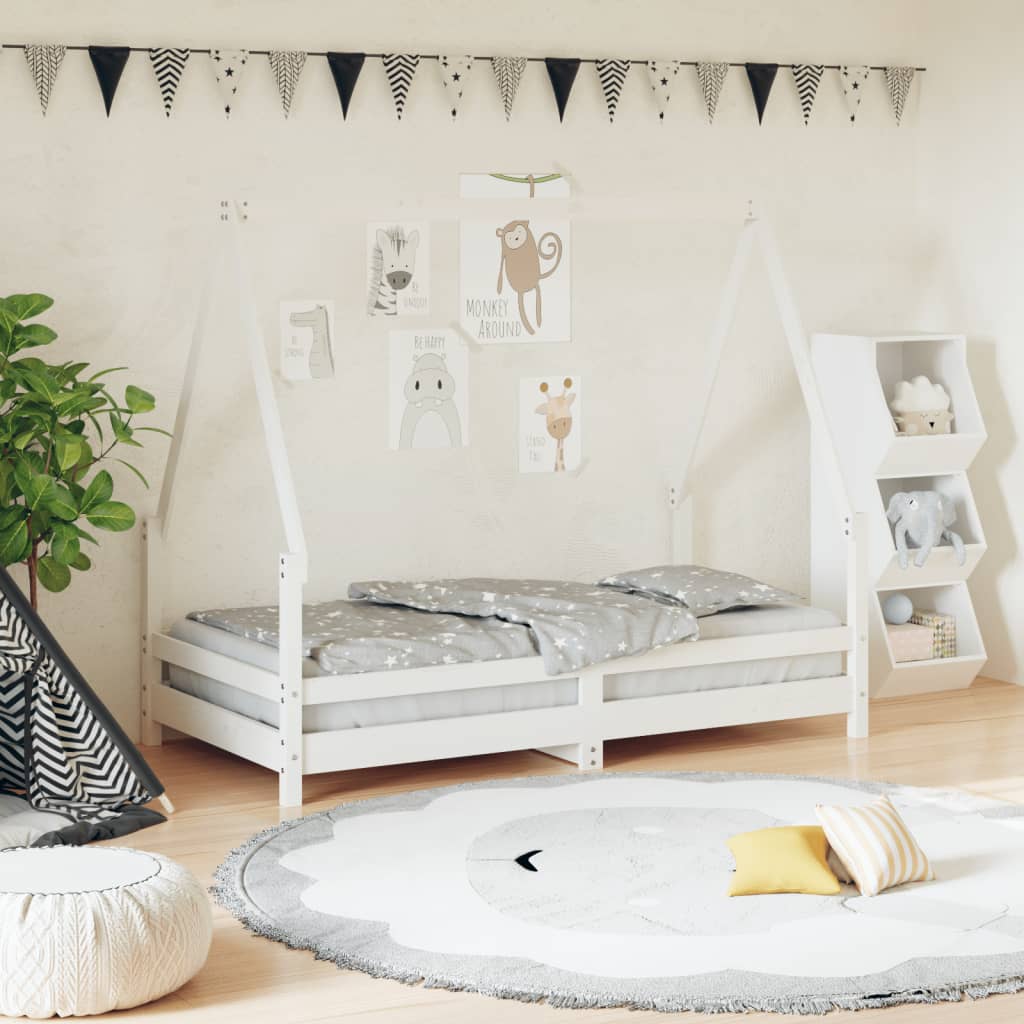 vidaXL Estructura de cama para niños madera de pino blanco 80x160 cm