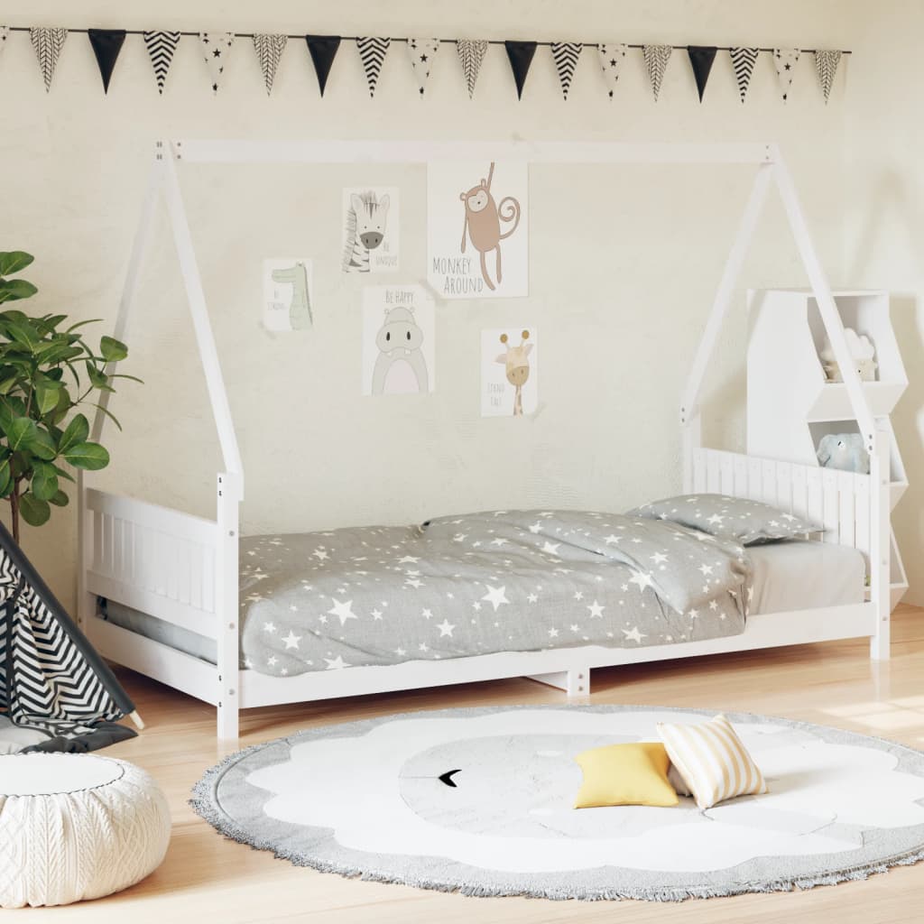 vidaXL Estructura de cama para niños madera de pino blanco 90x190 cm