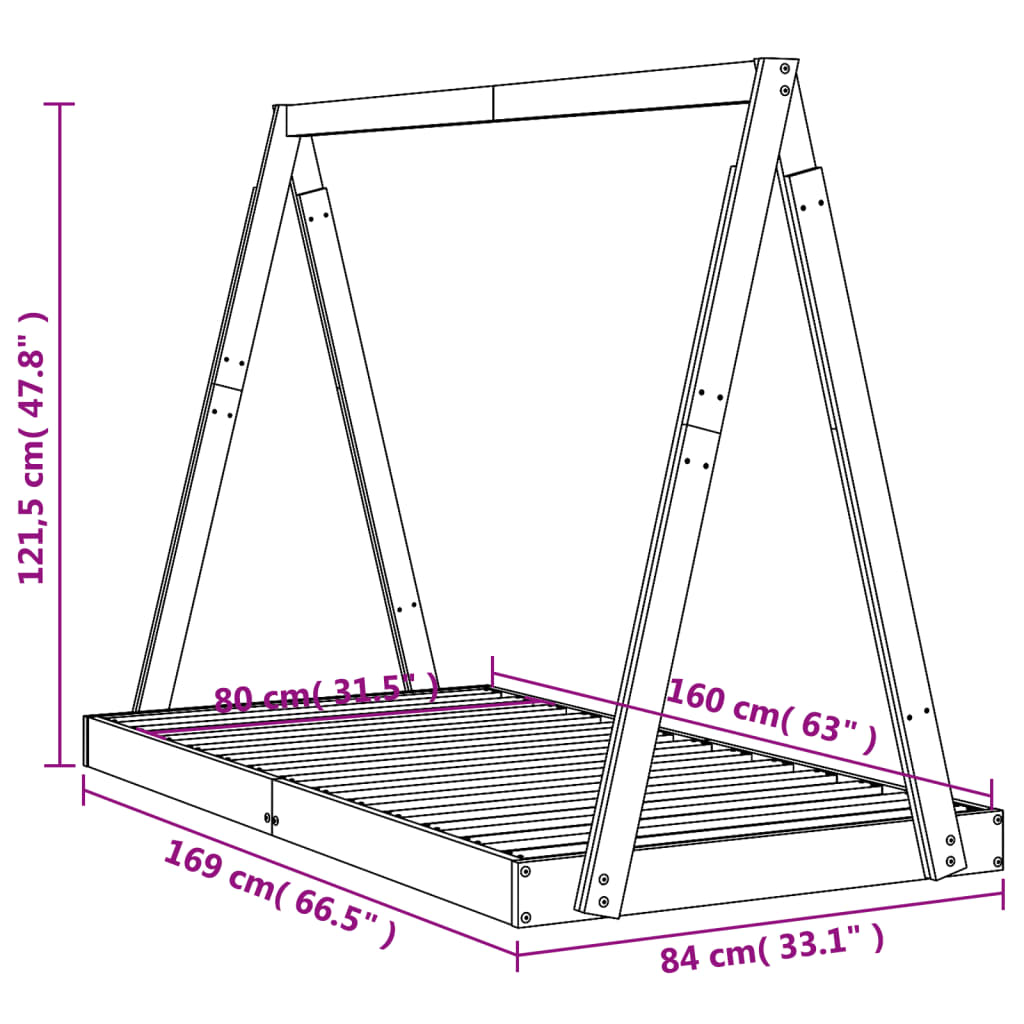 vidaXL Estructura de cama para niños madera de pino blanco 80x160 cm